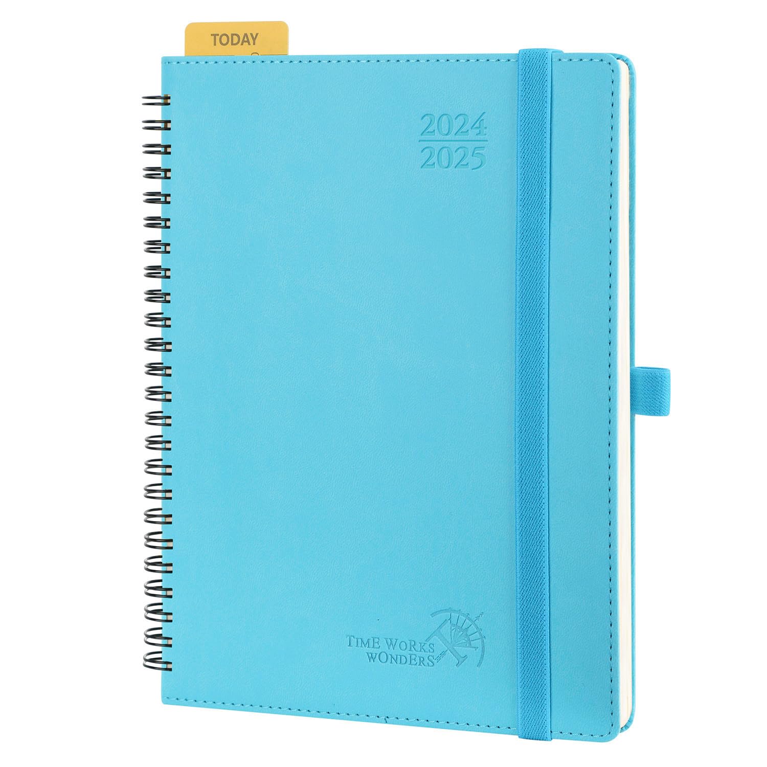 POPRUN 2025 Weekly Planner - August 2024 to December 2025, 17-Month Vertical School Planner with Soft Spiral Cover, 22 x 16.5 cm (8.7 x 6.5 inches), Includes Ruler & Bookmark, 80 g/m² Certified Paper - Teal Blue | Perfect for Students, Teachers & Office Organization