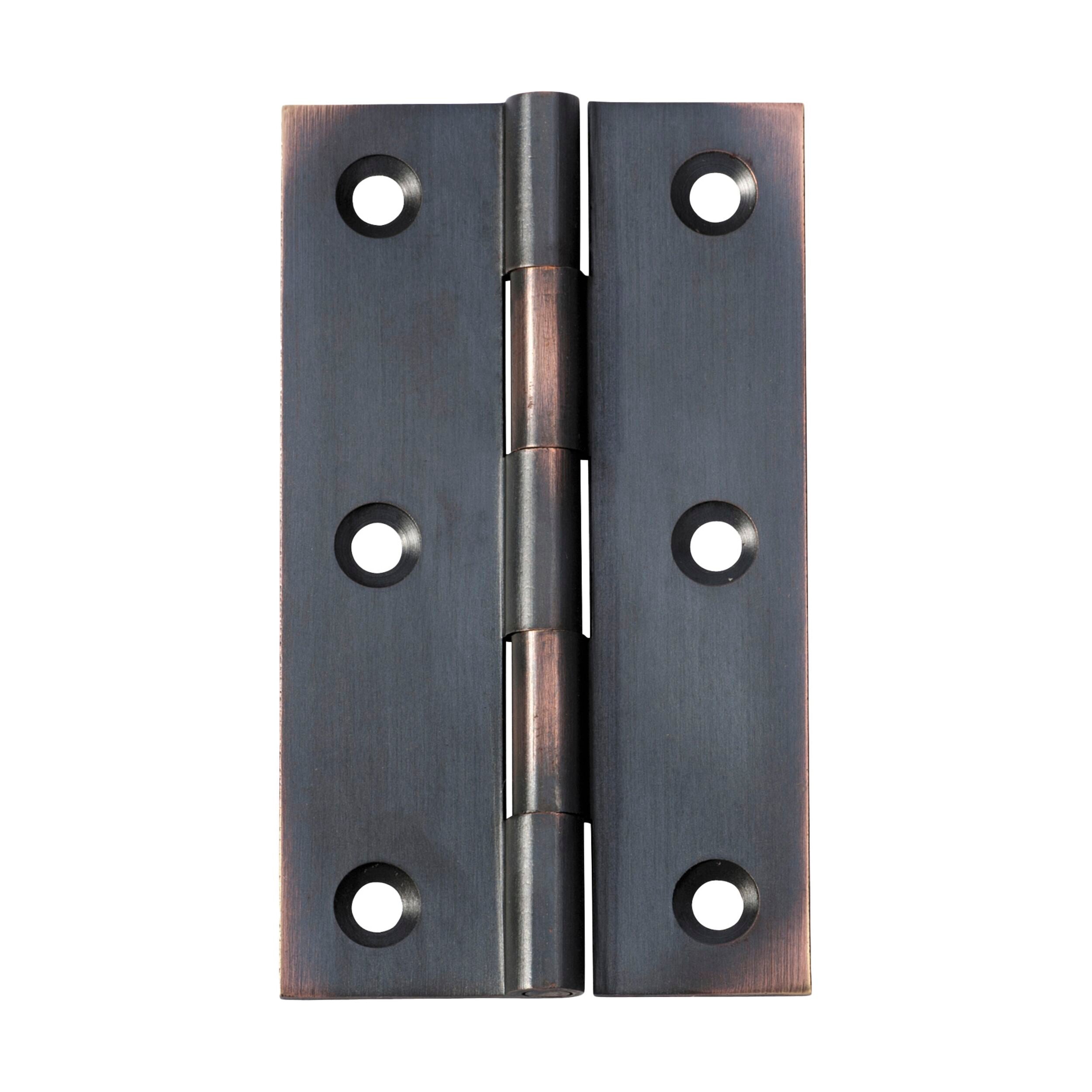 Antique Copper 2570 Hinge Fixed Pin 89mm x 50mm (H89xW50mm) - Heavy Duty Cabinet & Furniture Hardware for Doors, Drawers, and Woodworking Projects