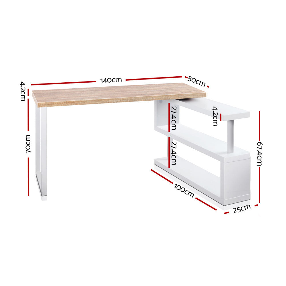 Artiss 55 Inch Computer Desk with Bookshelf - Modern Home Office Desk for Work & Study, Space-Saving Design with Storage Shelves - Perfect for Small Rooms, Apartments & Dorm Rooms