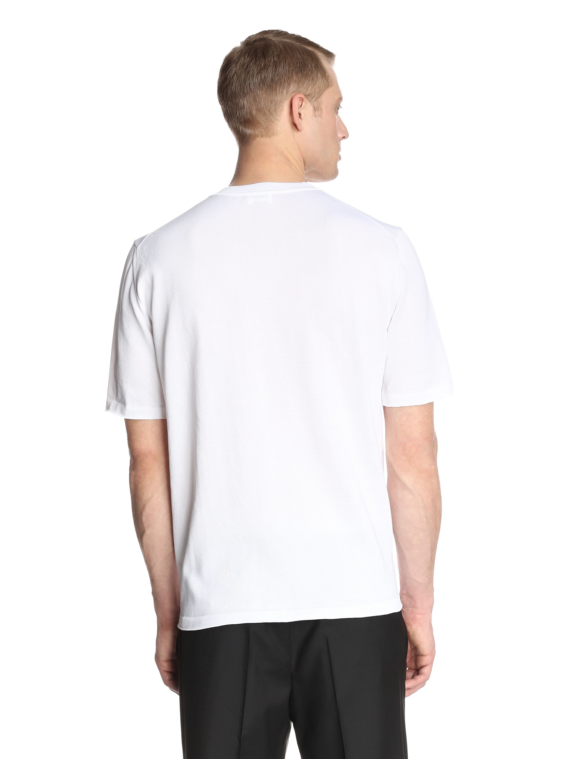 Jil Sander Men's Short Sleeve Knit Shirt - Premium Cotton Crew Neck T-Shirt for Men, White, Size 42 US - Perfect for Casual Wear, Office & Summer Outfits