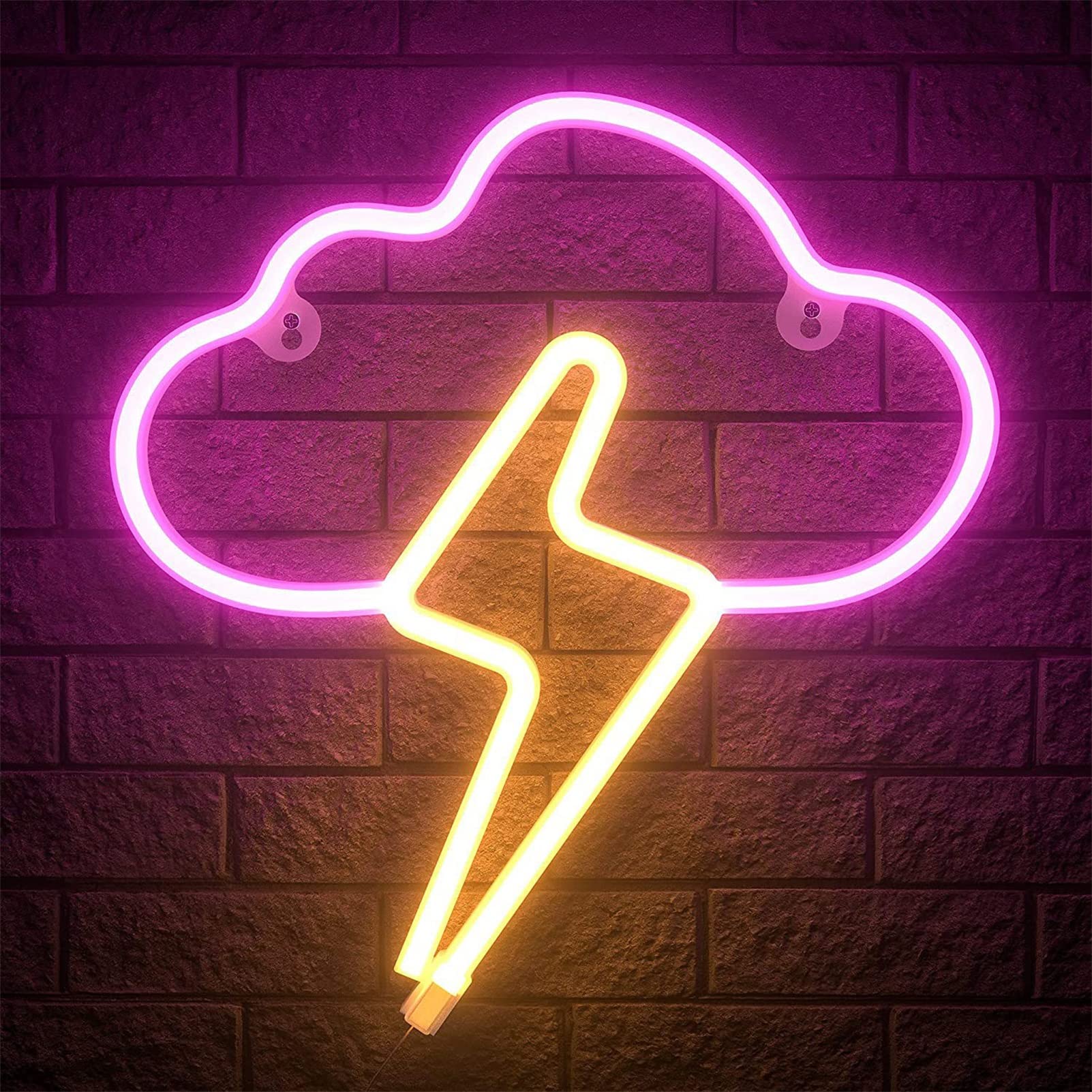 Cloud and Lightning Neon Sign - USB/Battery Powered LED Neon Light for Home Decor, Kids Room, Parties & Birthday Gifts - Aesthetic Pink and Blue Neon Art (Perfect for Bedroom, Game Room & TikTok Backgrounds)