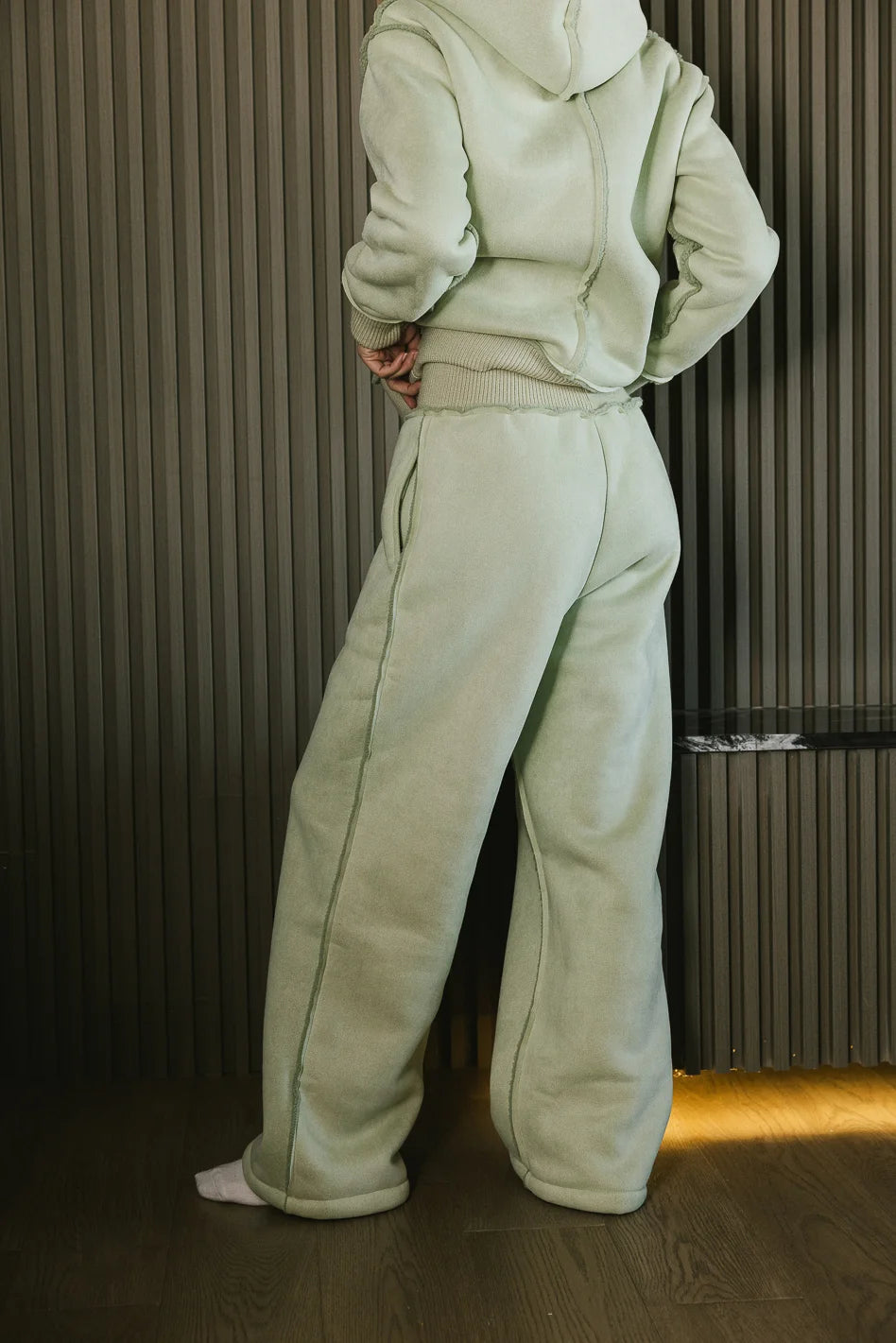 Mattie Faux Shearling Pants in Sage Green - Cozy Winter Lounge Pants for Women | Perfect for Home Relaxation & Casual Outings | FINAL SALE