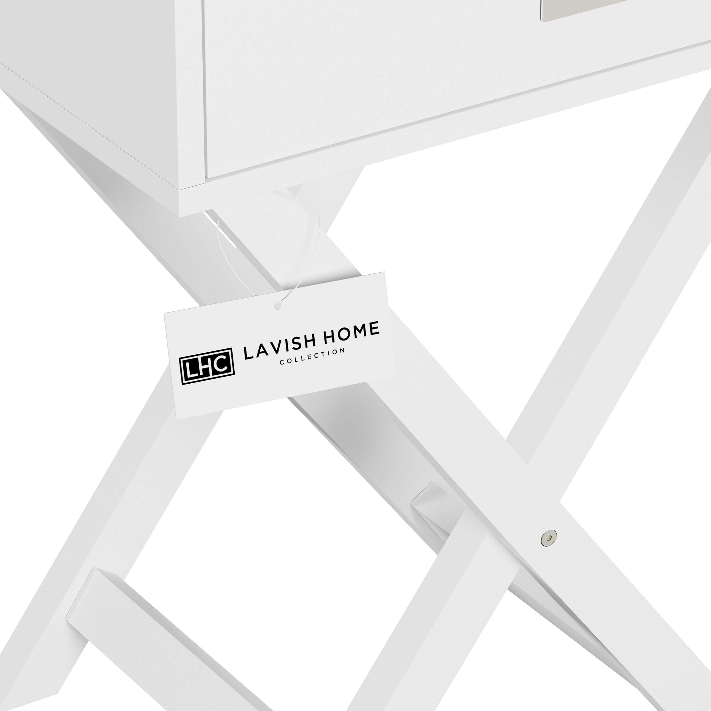 Modern X-Leg End Table with Drawer - Contemporary Wooden Sofa Side Table for Living Room & Bedroom - White Nightstand for Coffee, Books & Decor - Perfect for Small Spaces & Home Office