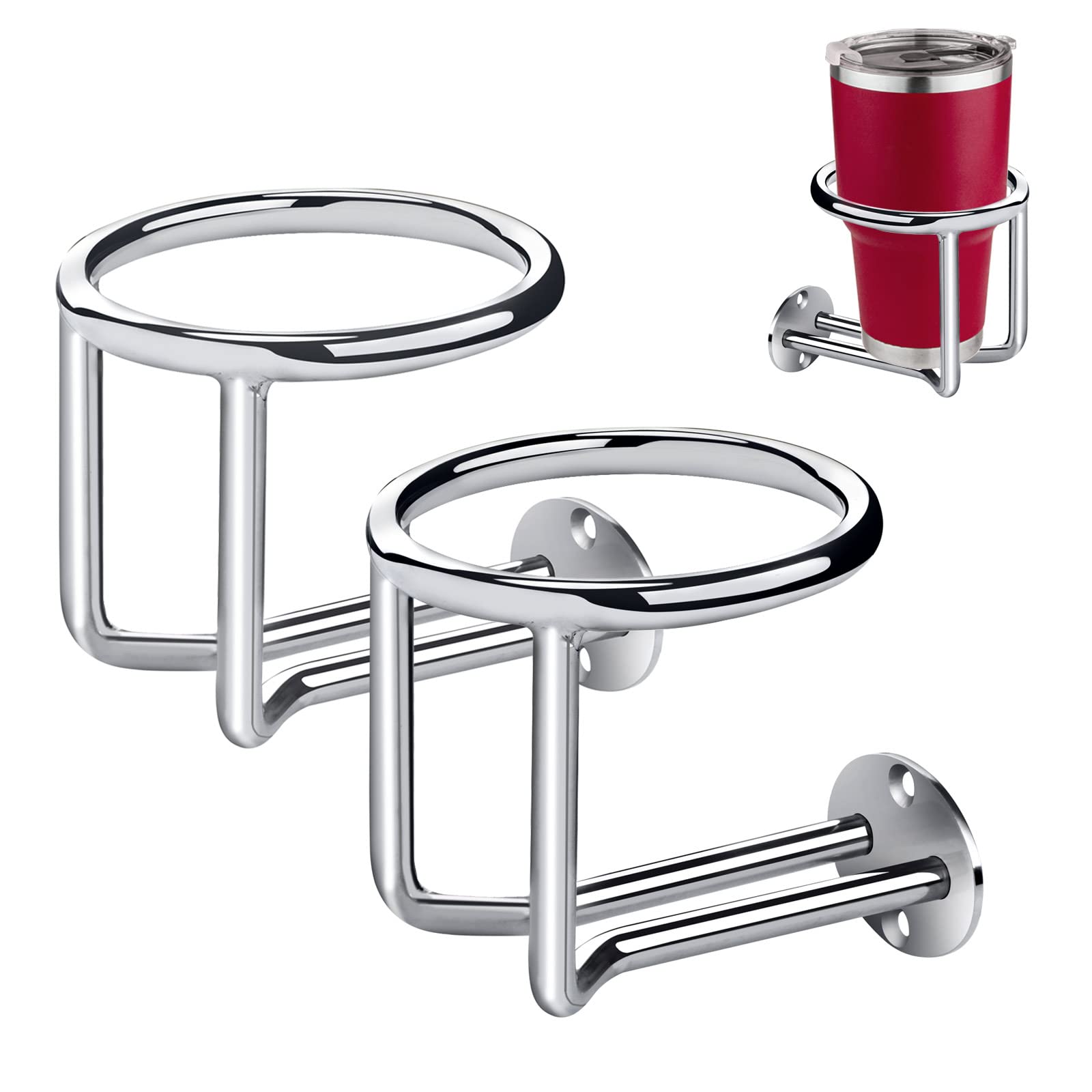 2 Pack Stainless Steel Boat Cup Holders - Marine Grade Drink Rings for Yachts, Boats & Watercraft - Secure Beverage Containers for Fishing, Sailing & Outdoor Adventures