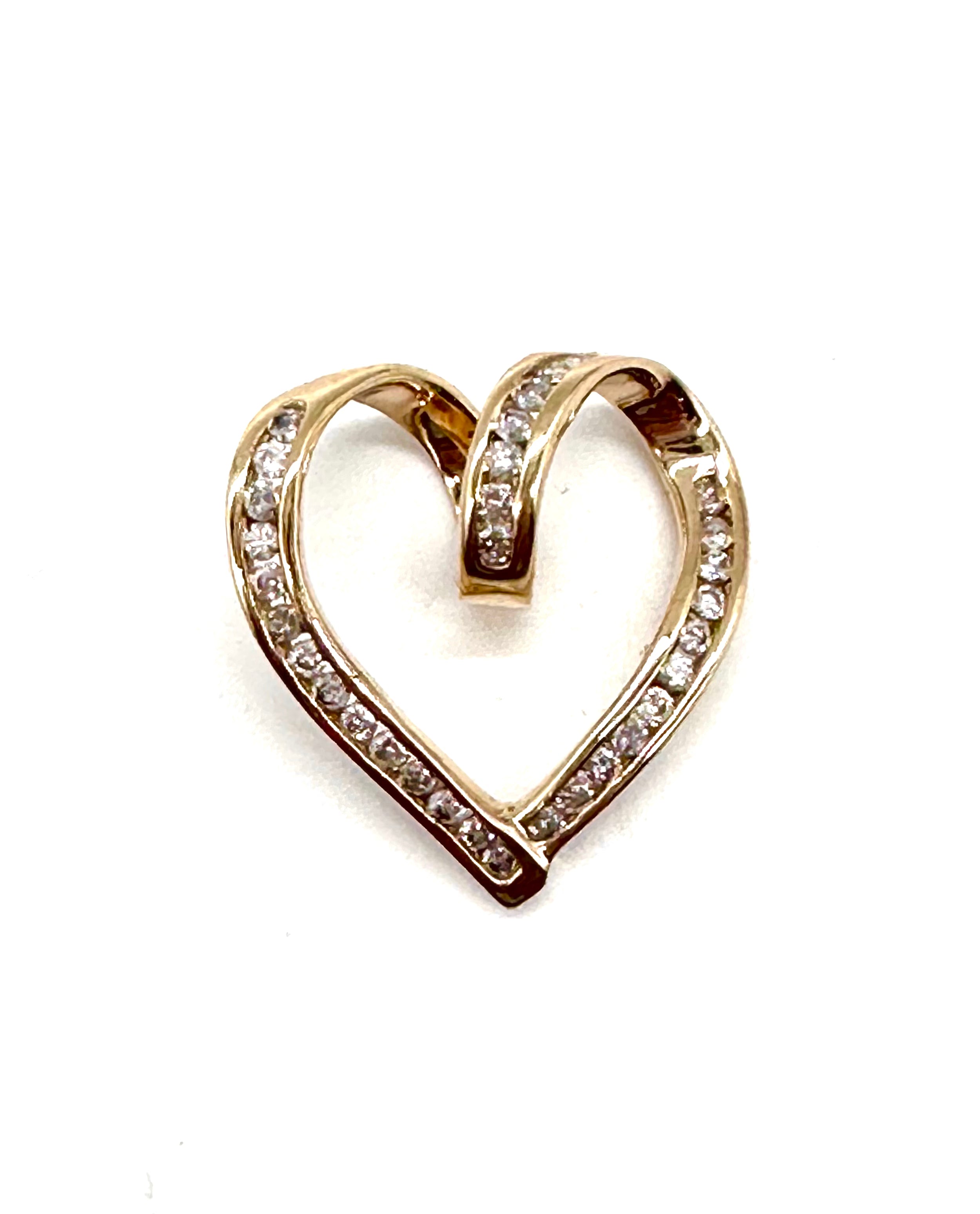 Elegant Diamond Heart Pendant Necklace for Women - 14K Gold Plated Slide Charm Jewelry - Perfect for Valentine's Day, Anniversary & Romantic Gifts