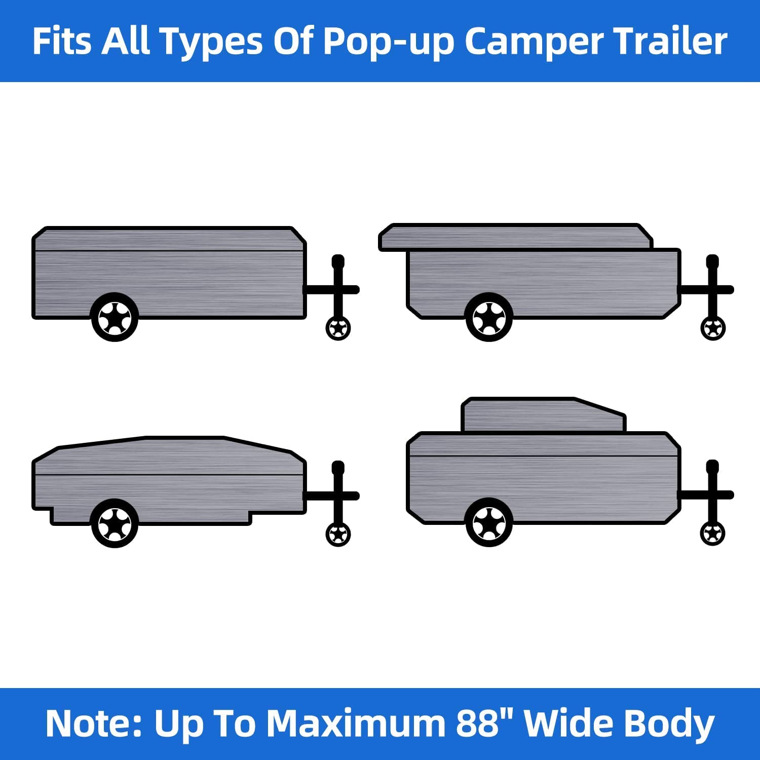 3 Layer Waterproof Pop Up Camper Cover - Heavy Duty Folding Trailer Cover Fits 8'-10' RV Campers (Grey) | All Weather Protection for Outdoor Camping & Storage