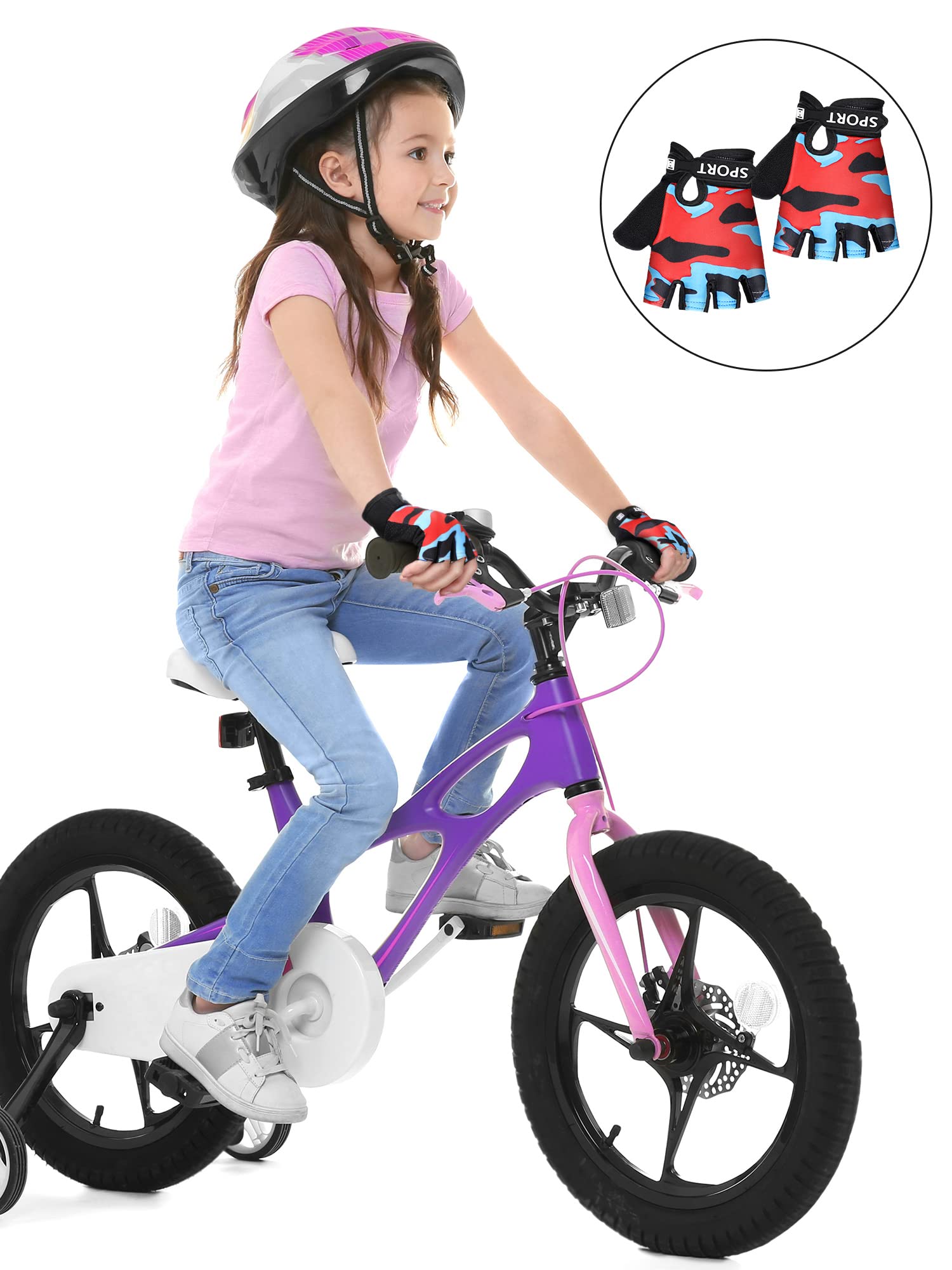 SATINIOR 4 Pairs Kids Half Finger Cycling Gloves - Non-Slip Breathable Sports Gloves for Boys & Girls - Perfect for Summer Outdoor Activities, Biking, Skateboarding & Scooter Riding