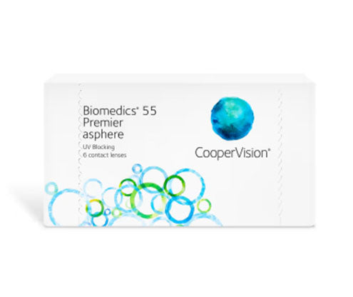 Biomedics 55 Premier Contact Lenses - 6 Pack (Monthly Disposable) for Dry Eyes & All-Day Comfort - Perfect for Work, Travel, and Sports