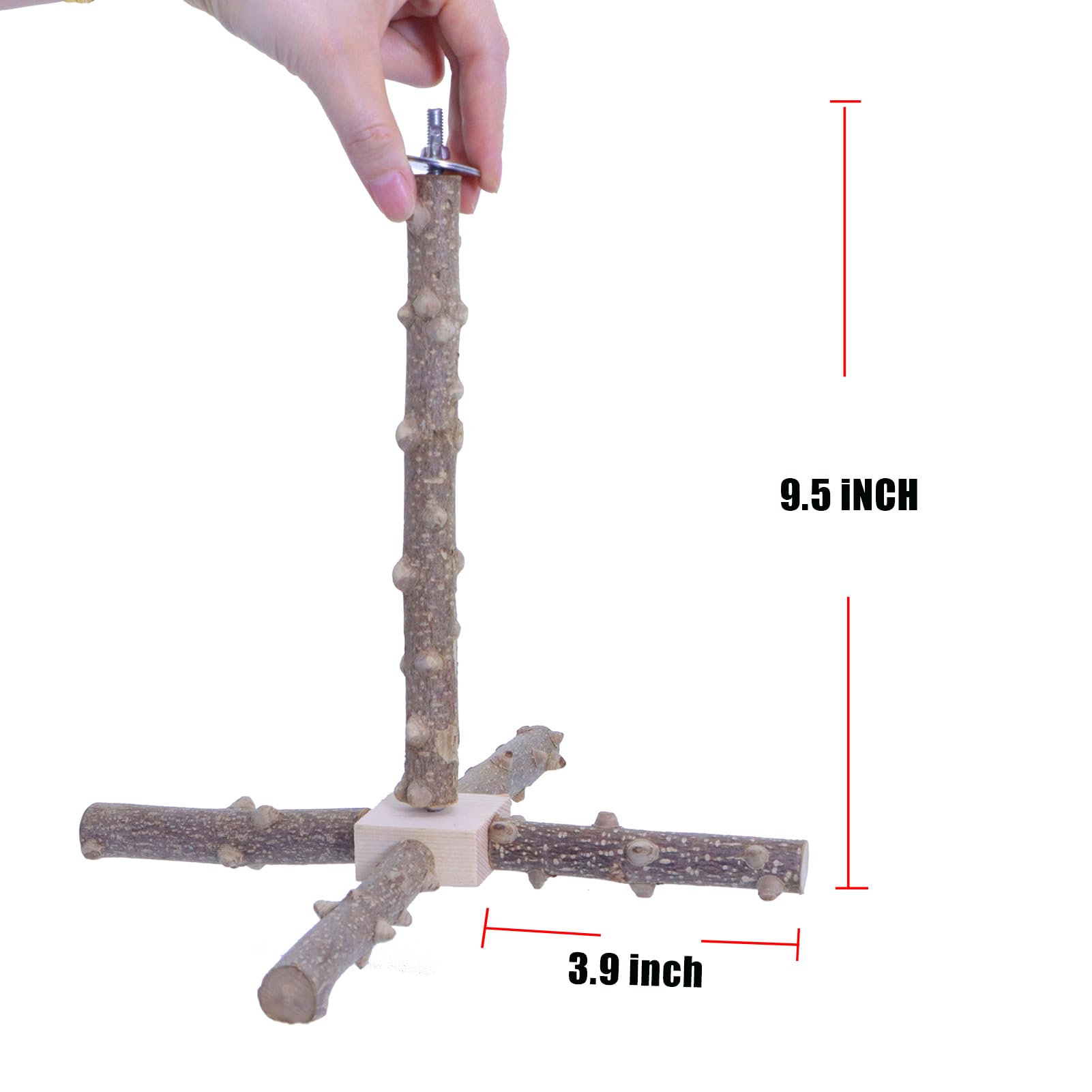 Interactive Spinning Wooden Bird Perch Stand Toy - Fun Parrot Perch for Parakeets, Budgies, Lovebirds & Cockatiels - Cage Accessory for Play & Exercise