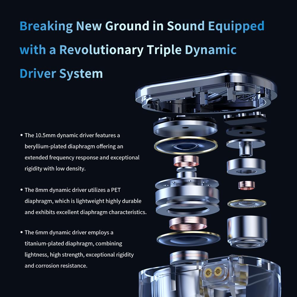 TRN Jaws 3DD 4BA 1 Planar Driver HiFi Wired In-Ear Monitor Earphones - Professional Studio Monitoring, Gaming & Audiophile Listening Experience