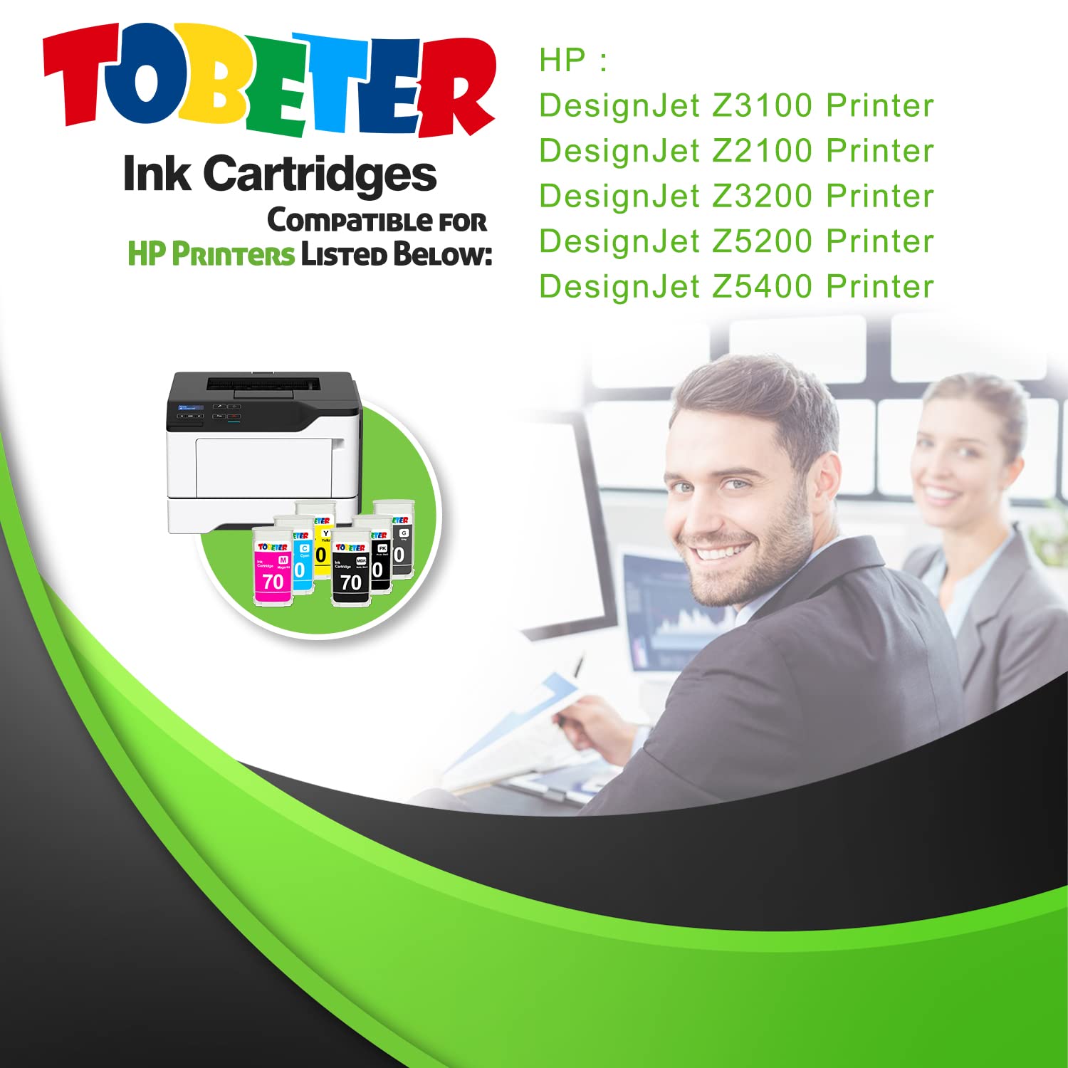 HP 70 Ink Cartridge 130ML - 6 Pack for DesignJet Printers - Office & Graphic Design Use