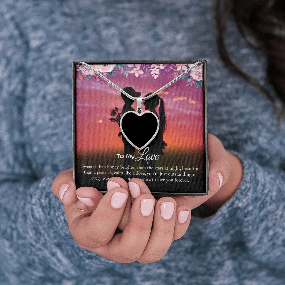 Personalized 'To My Love' Heart Necklace with Engraved Message Card & Gift Box - Romantic Birthday Gift for Her/Him, Anniversary Present for Couples - Perfect for Valentine's Day, Weddings & Special Occasions