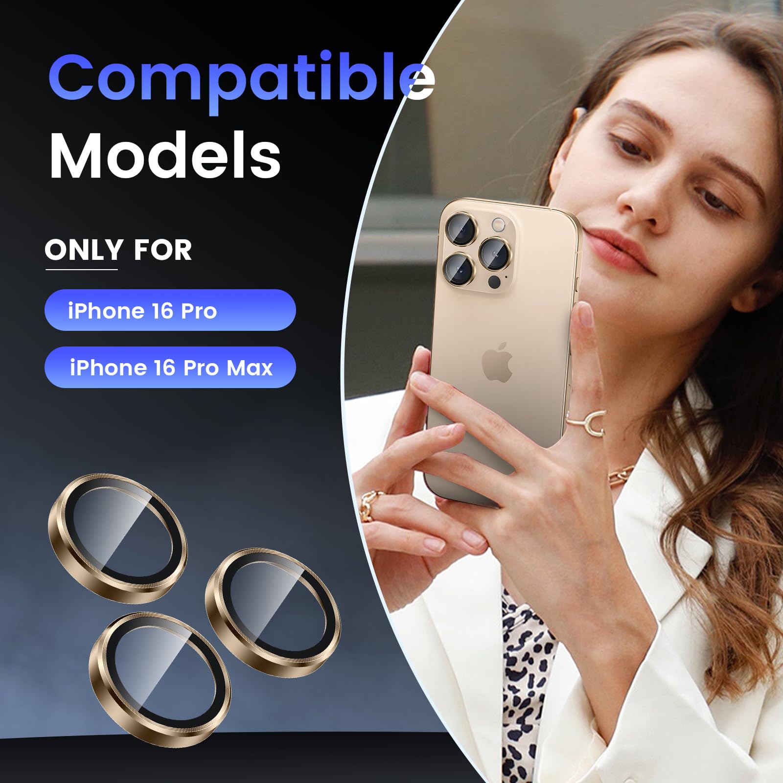 Tensea 9H Tempered Glass Camera Lens Protector for iPhone 16 Pro & 16 Pro Max (6.9