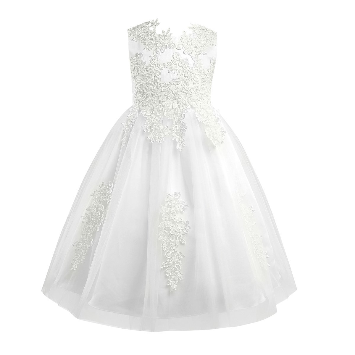 Moily Girls Princess Water-Soluble Lace Dress - Elegant Wedding, Birthday & Formal Ball Gown for Flower Girls | Perfect for Weddings, Parties & Special Occasions