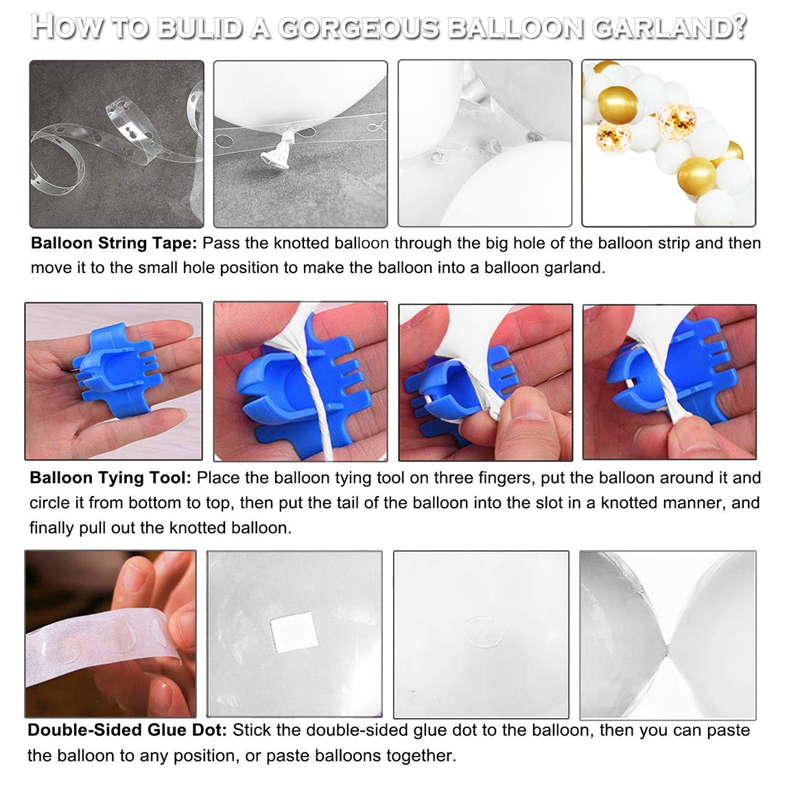JOYYPOP White Gold Balloon Garland Kit with Gold Tinsel Curtain - 50pcs Premium Balloons for Wedding, Birthday Party Decorations - Perfect for Bridal Showers, Anniversary Celebrations & Baby Showers