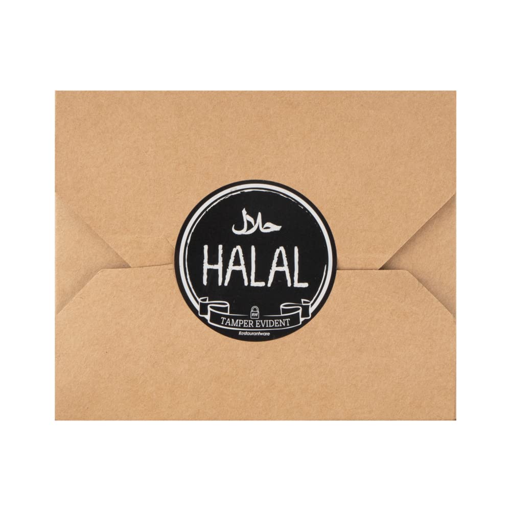 Restaurantware Label Tek 2 Inch Tamper-Evident Stickers for Halal Food - 500 Rolled Tamper Seal Stickers with Chalkboard Design, Black with White Font - Ideal for Safe Food Delivery, Takeout Containers & Plastic To-Go Packaging