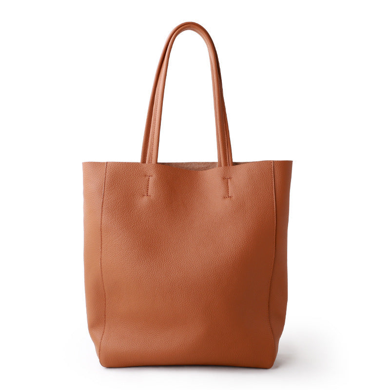Premium Genuine Leather Tote Bag - Large Capacity Cowhide Shoulder Bag for Women, Soft & Durable - Perfect for Work, Travel & Everyday Use
