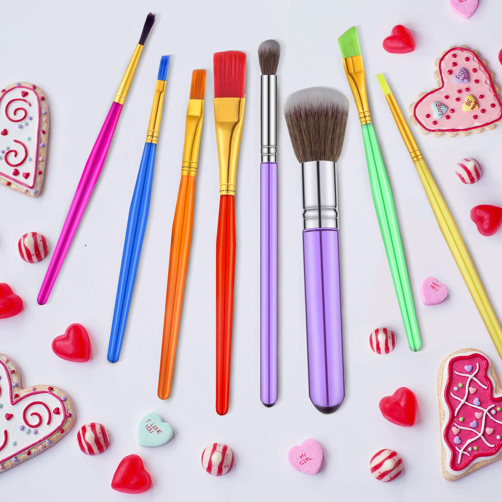 8-Piece Cake Decorating Brush Set - Food Safe Fondant & Gum Paste Tools for Painting Cakes, Chocolate, Cookies & Sugar Art - Perfect for Baking, DIY Desserts & Professional Pastry Decorating