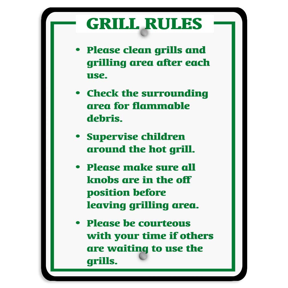 Clean Grills & Grilling Area After Use - Durable Aluminum Weatherproof Metal Sign (9x12 Inches) for Outdoor BBQ, Patio, Backyard & Camping