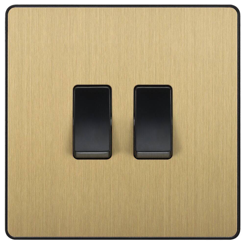 BG Evolve Satin Brass 2-Gang 2-Way Light Switch PCDSB42B - Perfect for Modern Home Lighting Control and Smart Switch Upgrades