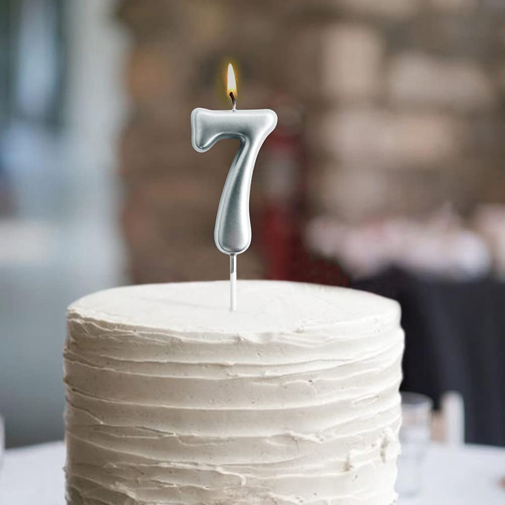 6th Birthday Candle - 2.76 Inch Large Number Candle for Cake Decorating | Silver Number 6 Candle for Birthday Parties, Anniversaries & Celebrations | Perfect for Kids Birthday Cakes, Wedding Anniversaries & Special Occasions