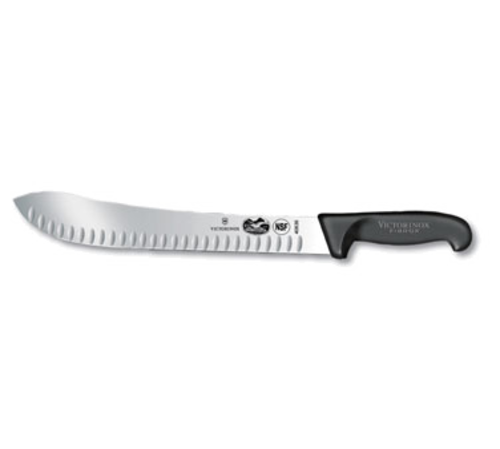 Victorinox 12-Inch Butcher Knife with Granton Edge & Black Fibrox Handle - Professional Meat Cutting Knife for Chefs, Butchers & Home Cooking - Perfect for Slicing, Trimming & Boning Beef, Pork & Poultry