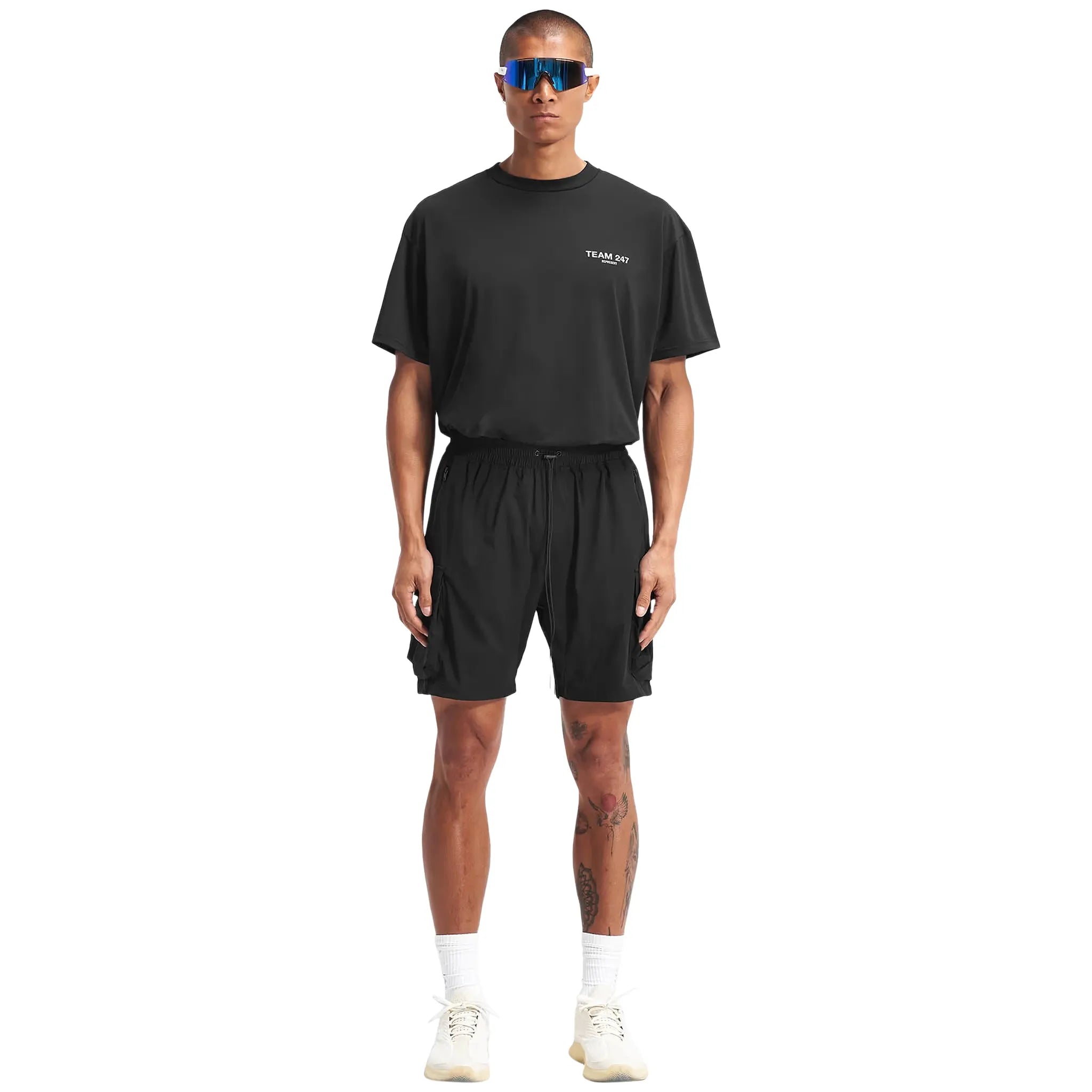 Represent 247 Black Athletic Shorts for Men - Lightweight Workout Running Gym Basketball Shorts with Pockets - Perfect for Sports, Training & Casual Wear