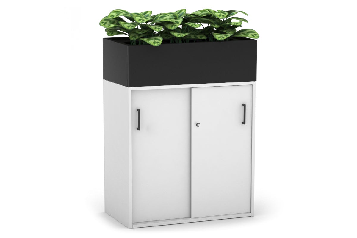 Uniform Medium Credenza with Planter Box - 800W x 1125H x 428D - Modern Storage Cabinet for Living Room, Bedroom or Office - Perfect for Home Organization and Indoor Plant Display