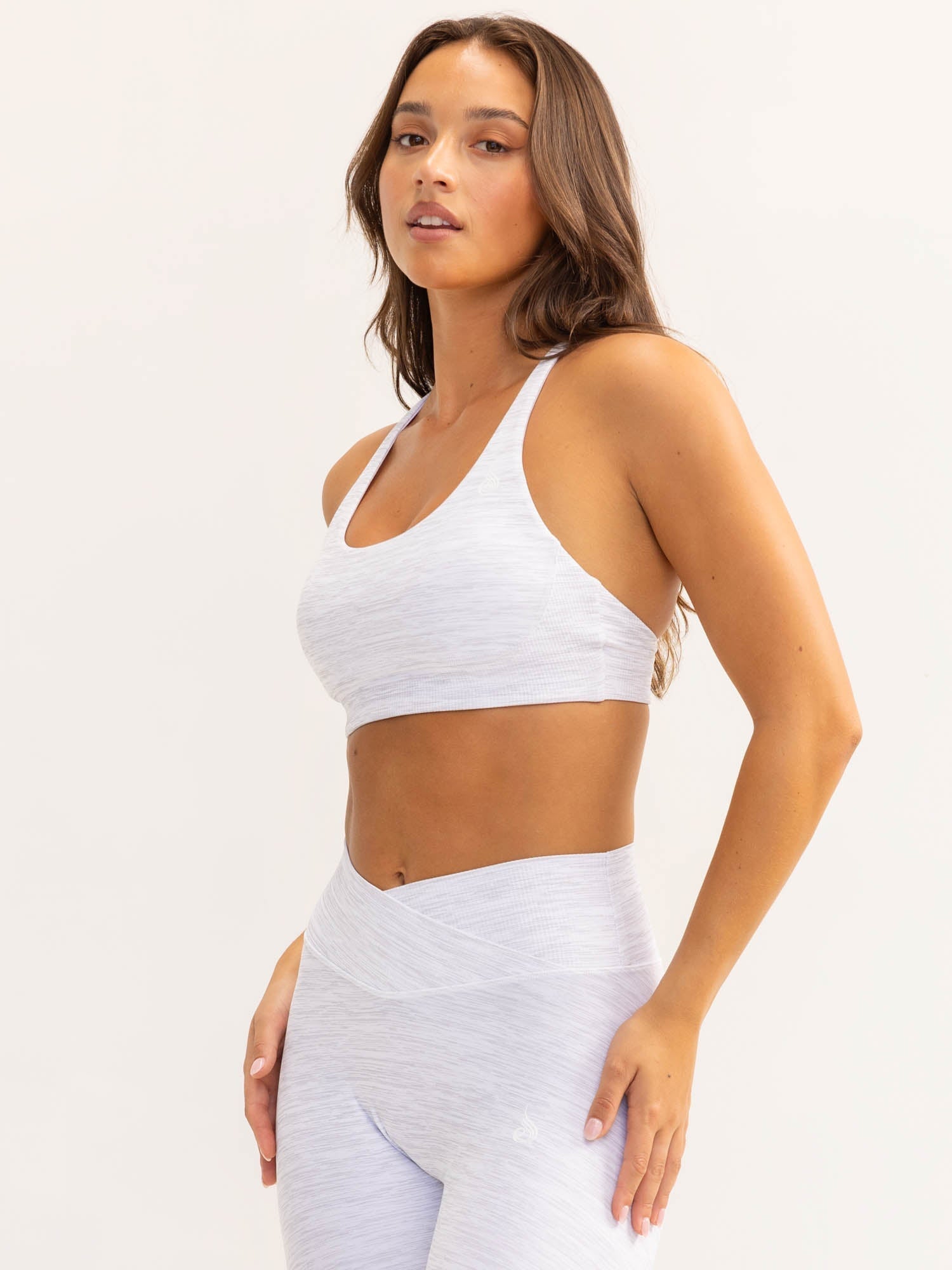 Activate Scoop Neck Sports Bra - Snow Grey Marl - High Support Workout Top for Running, Yoga & Gym