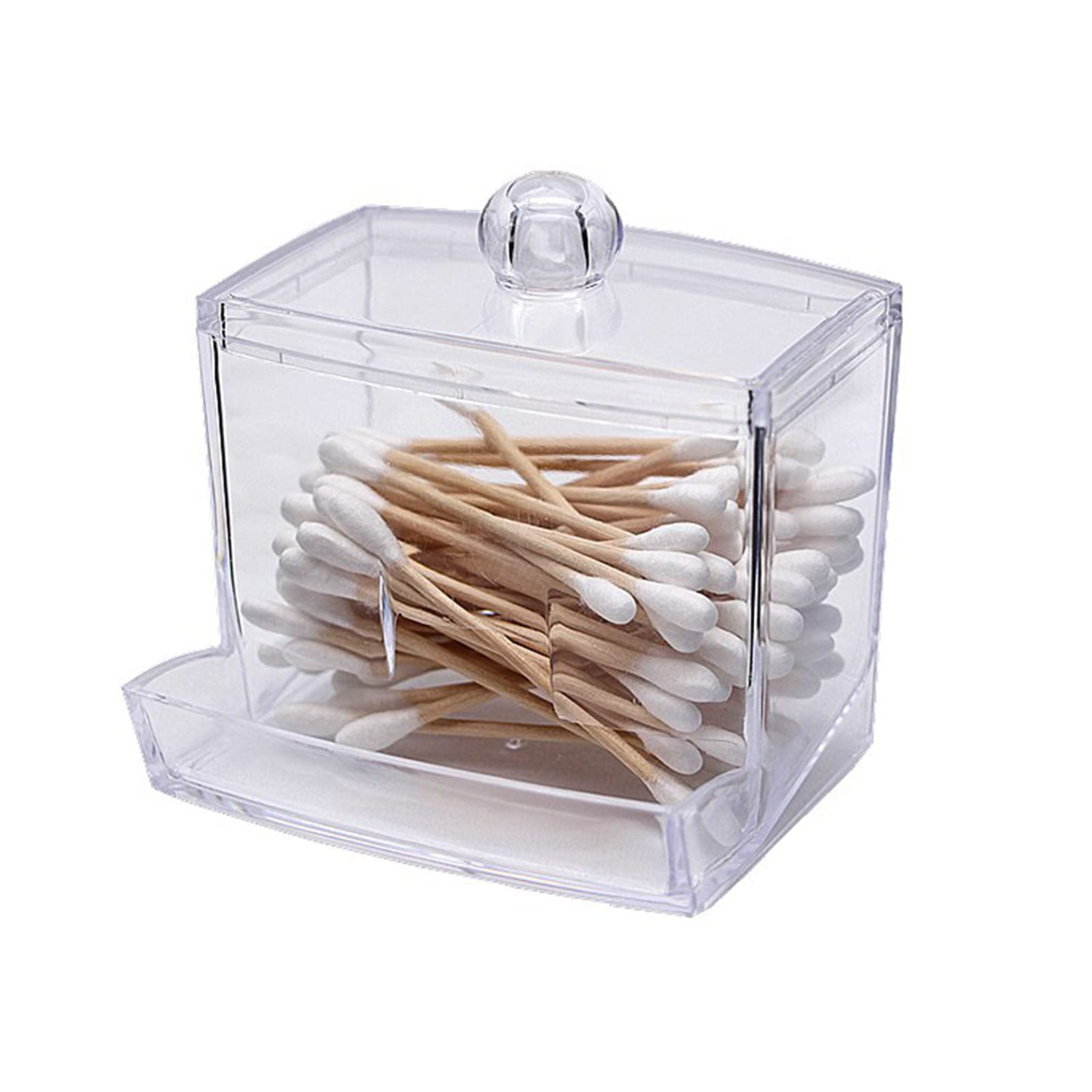 Waterproof Acrylic Cotton Swab & Pad Storage Container - Space-Saving Organizer for Bathroom, Makeup Vanity & First Aid Kit