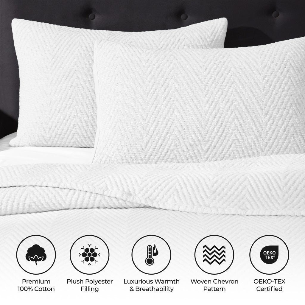 Premium Aswan Cotton Medium Weight Chevron Woven Coverlet - Soft & Breathable Bedspread for All Seasons - Perfect for Master Bedroom, Guest Room, or Dorm Decor