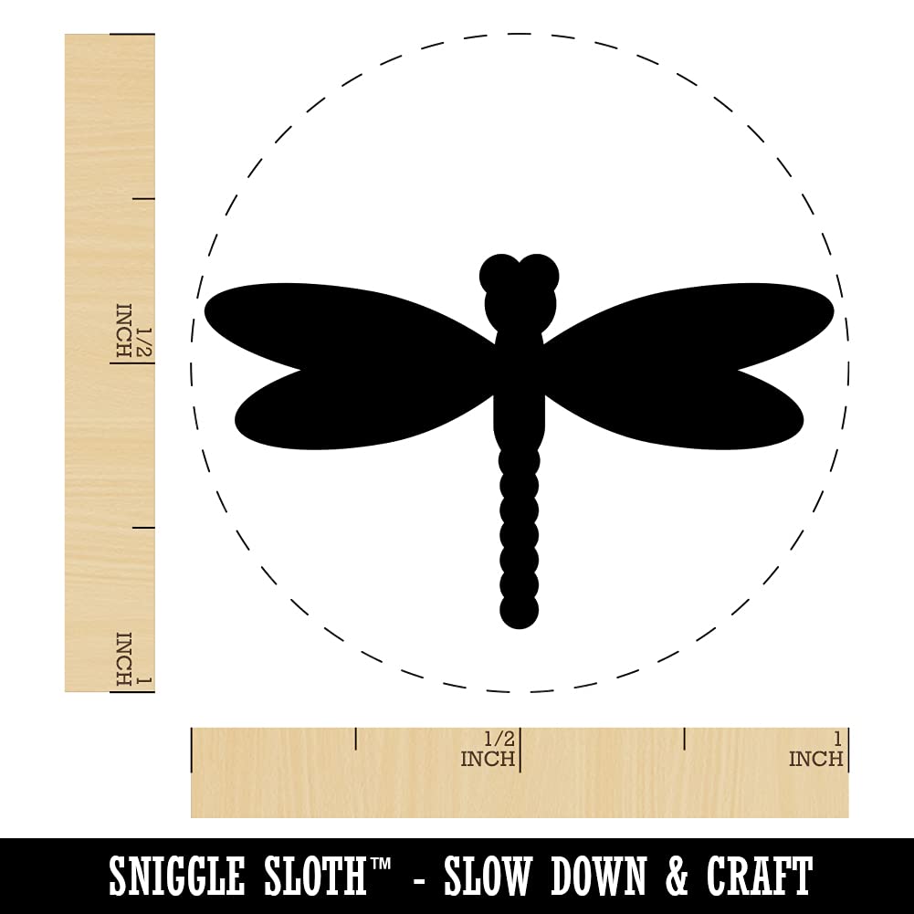 Dragonfly Solid Self-Inking Rubber Stamp - 1 Inch Medium Stamp with Red Ink for Crafting, Scrapbooking, Planner Decoration & DIY Projects