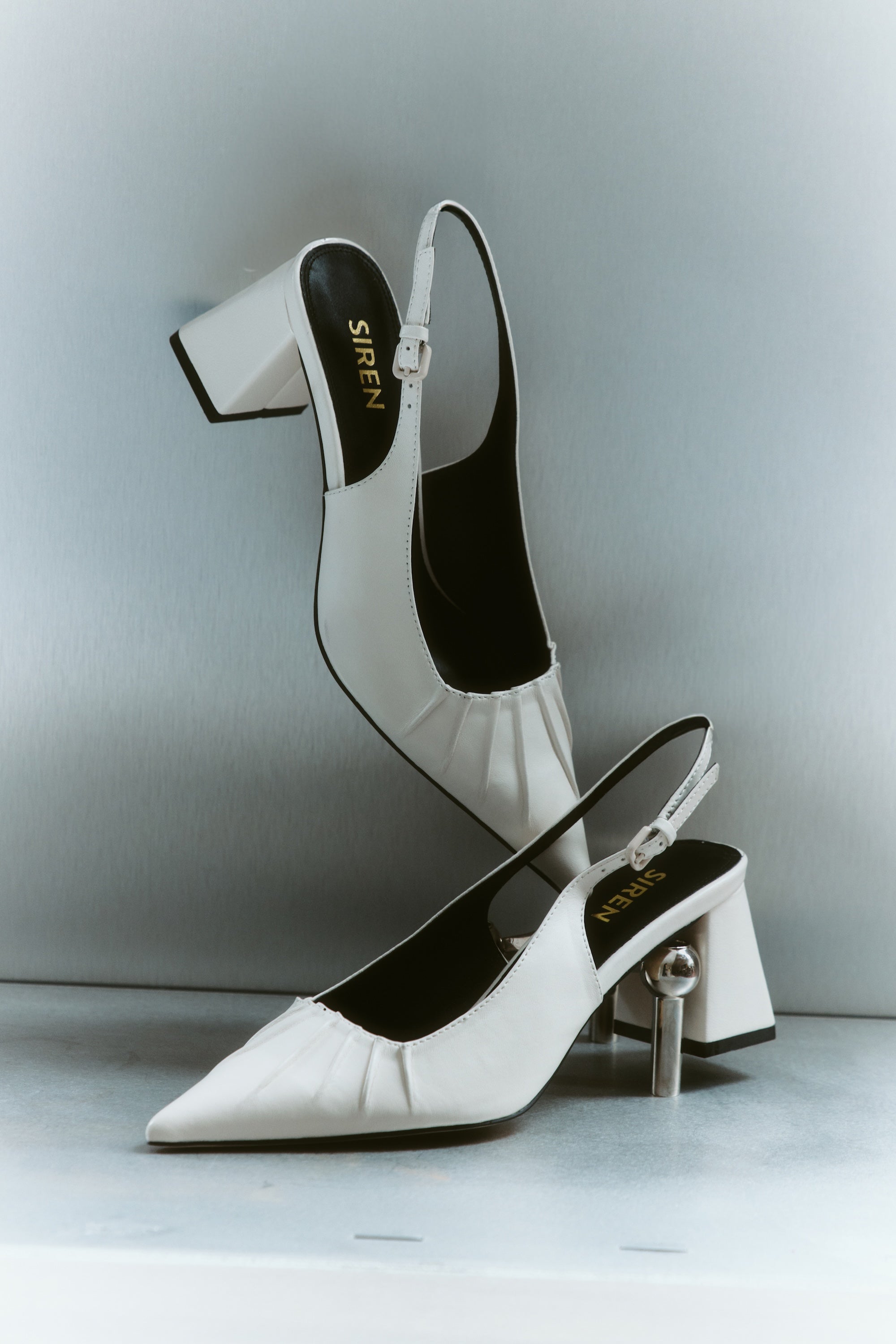 Yabell Women's Slingback Block Heels - Comfortable Chunky Heel Sandals in Premium Chalk White Leather | Perfect for Office, Wedding & Summer Outfits