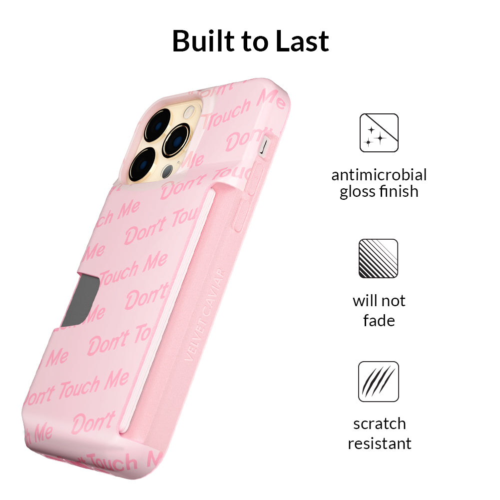 Don't Touch Me iPhone Wallet Case - Slim Protective Cover with Card Holder for iPhone 13/14/15 - Perfect for Travel, Shopping & Everyday Use