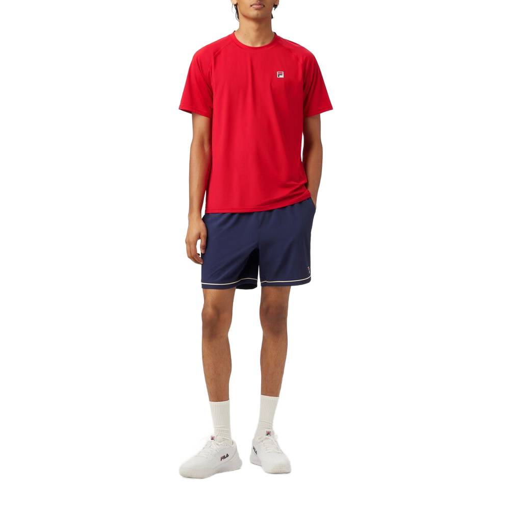 Fila Men's Short Sleeve Crewneck T-Shirt - Comfortable Cotton Casual Tee for Workout & Everyday Wear (Fila Red) - Perfect for Gym, Running, and Street Style Fashion