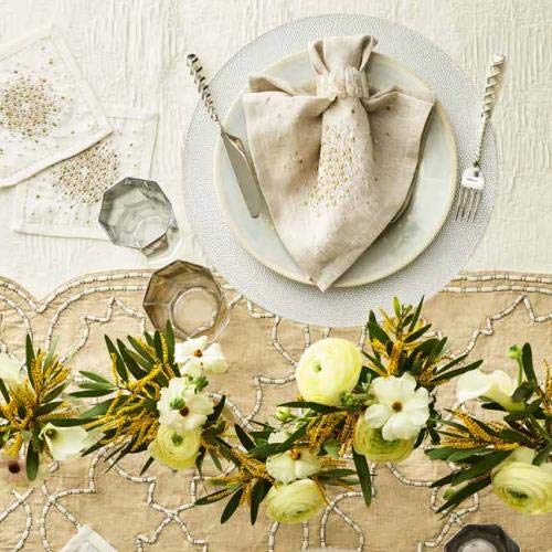 Kim Seybert Pebble Placemat Set of 4 - Elegant Silver Stoneware Placemats for Dining Table Decor, Holiday Entertaining & Upscale Dinner Parties