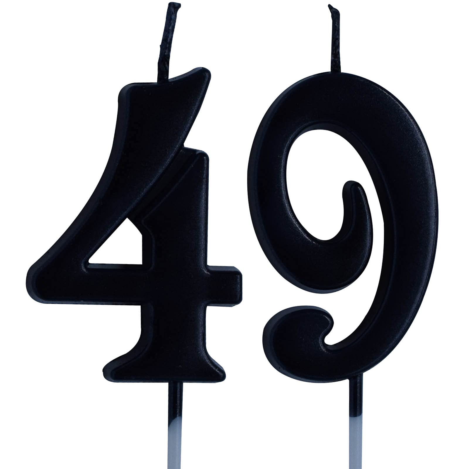 Black 49th Birthday Candle - Number 49 Cake Topper for Women & Men - Party Decorations & Supplies - Perfect for Birthday Cakes, Celebrations & Milestone Parties