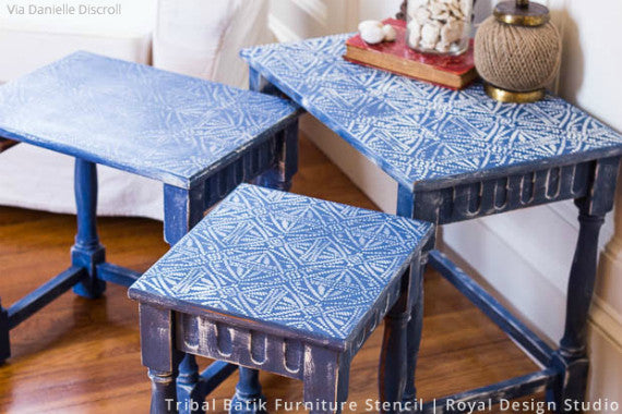 Tribal Batik Furniture Stencil - Handmade Wooden Stencils for DIY Furniture Painting & Home Decor | Perfect for Cabinets, Tables, and Wall Art Projects
