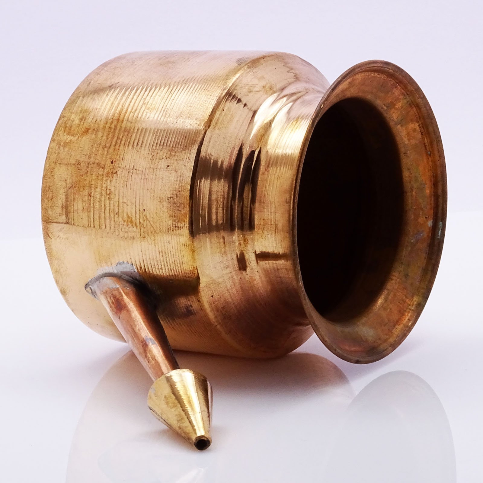 Authentic Pure Copper Neti Lota Ramjhara Prayer Kalash - Traditional Hindu Pooja Pot for Religious Ceremonies & Home Altar Decor