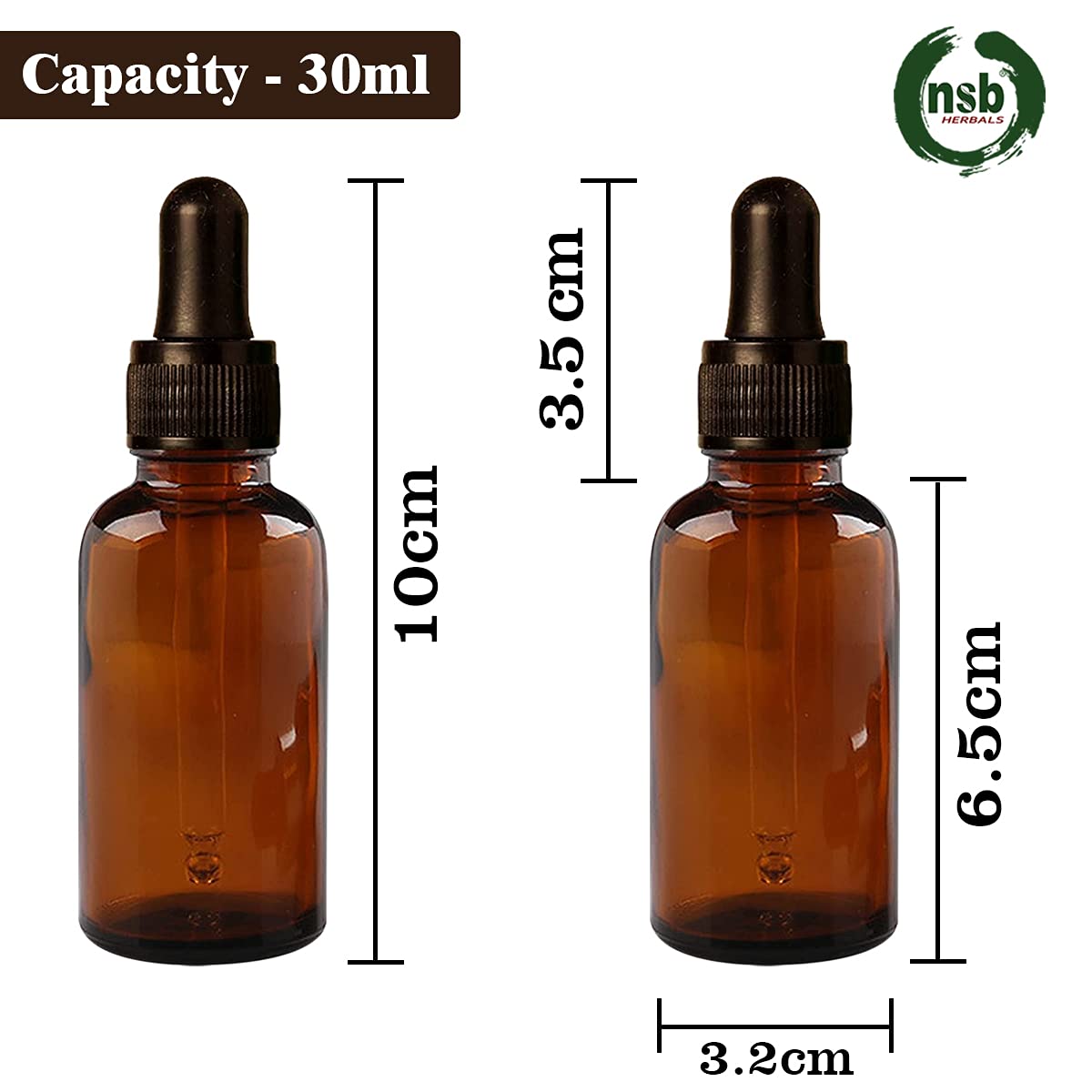 30ml Amber Round Empty Glass Bottle with Glass Dropper & Black Silicone Teat - Refillable, Leak Proof Essential Oil Bottles for Aromatherapy, Perfume Making (Pack of 3) - Perfect for DIY Blends, Travel & Home Storage