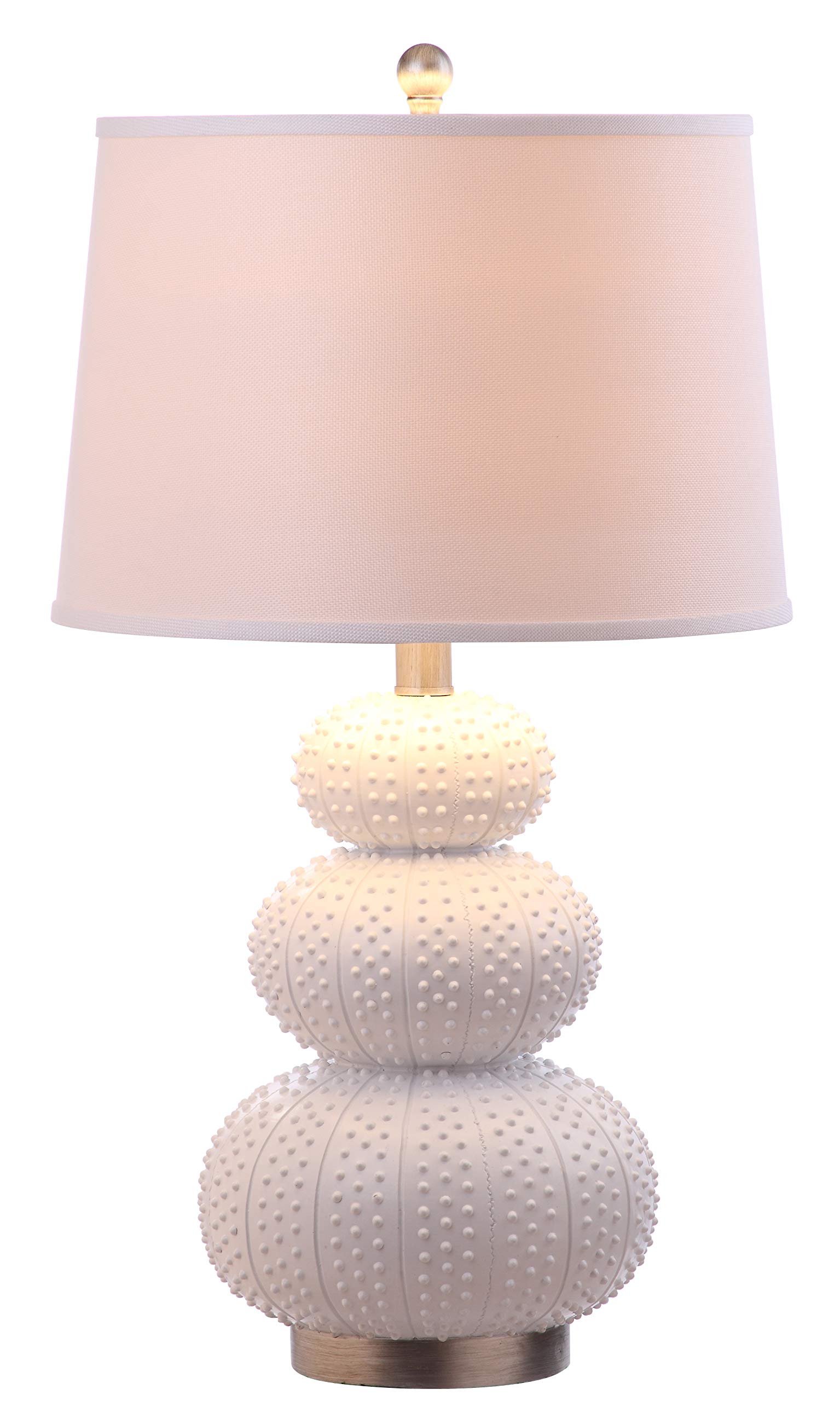 SAFAVIEH Rita Modern Contemporary White Triple Gourd Studded 29-inch Table Lamp Set of 2 with LED Bulbs - Perfect for Bedroom, Living Room, Home Office & Nightstand Lighting Decor
