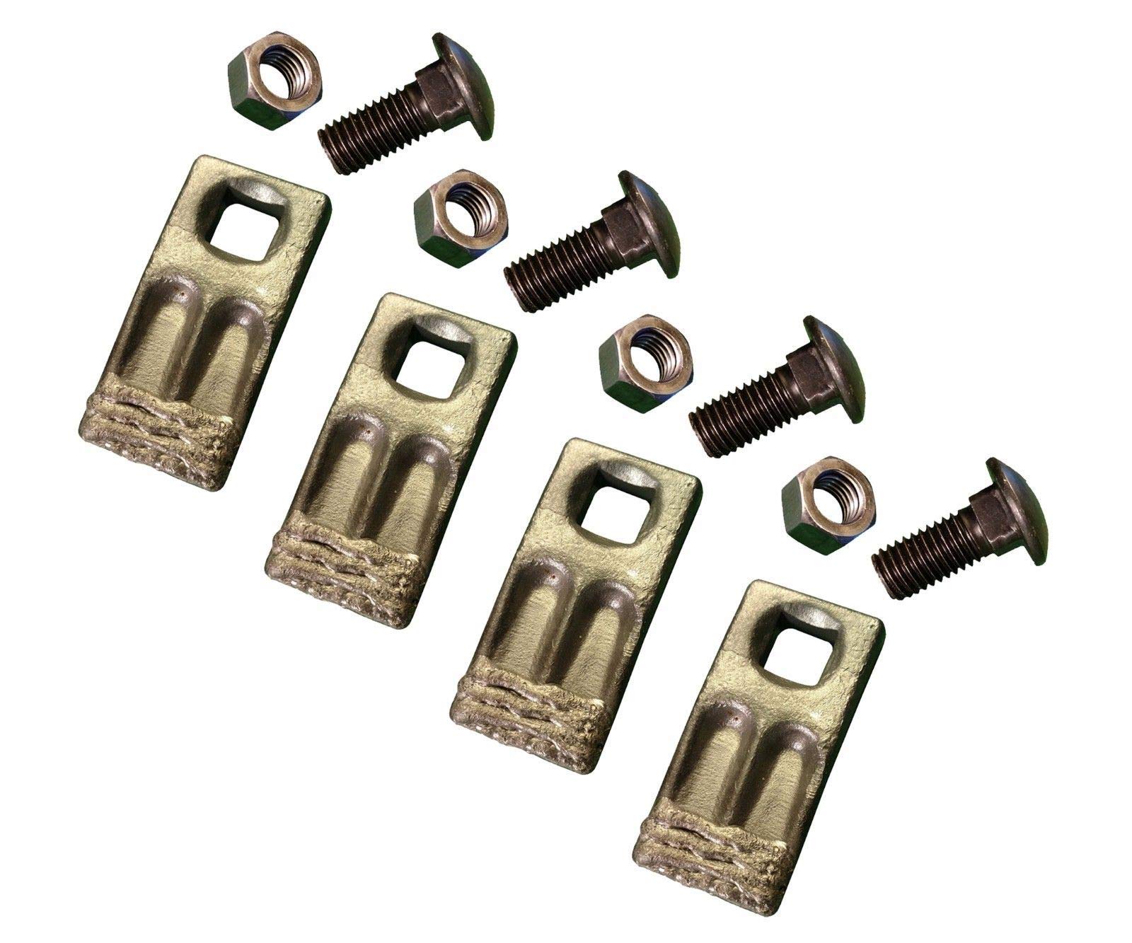 4-Pack Square Hole Hardfaced Auger Teeth with Hardware - BC58F-HF-I Replacement Parts for Excavators & Drilling Rigs - Perfect for Mining, Construction & Landscaping Projects