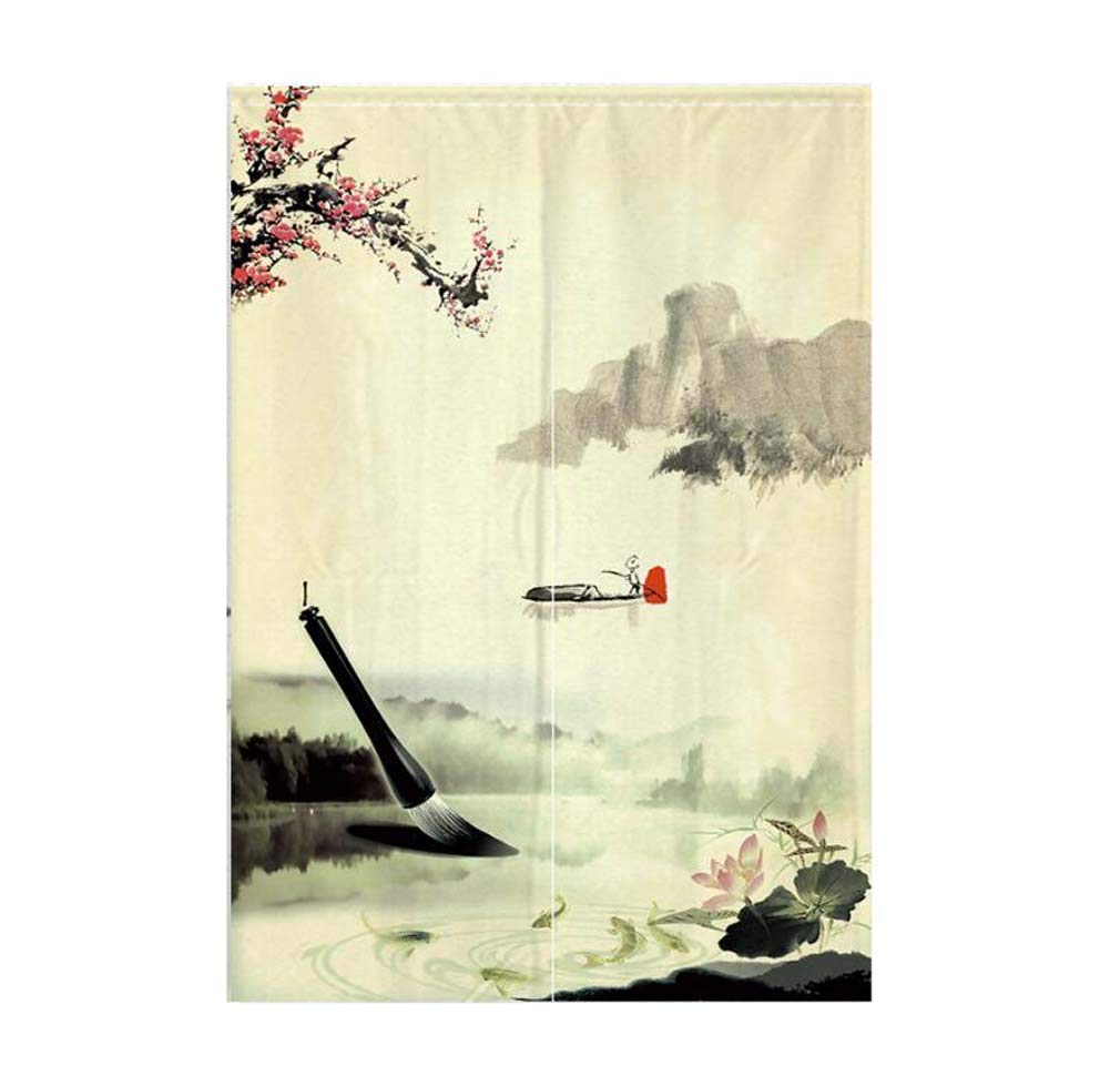 DRAGON SONIC Traditional Chinese Style Door Curtain - Floral Pattern A09 for Bedroom, Living Room & Entryway Decor | Feng Shui Home Accent