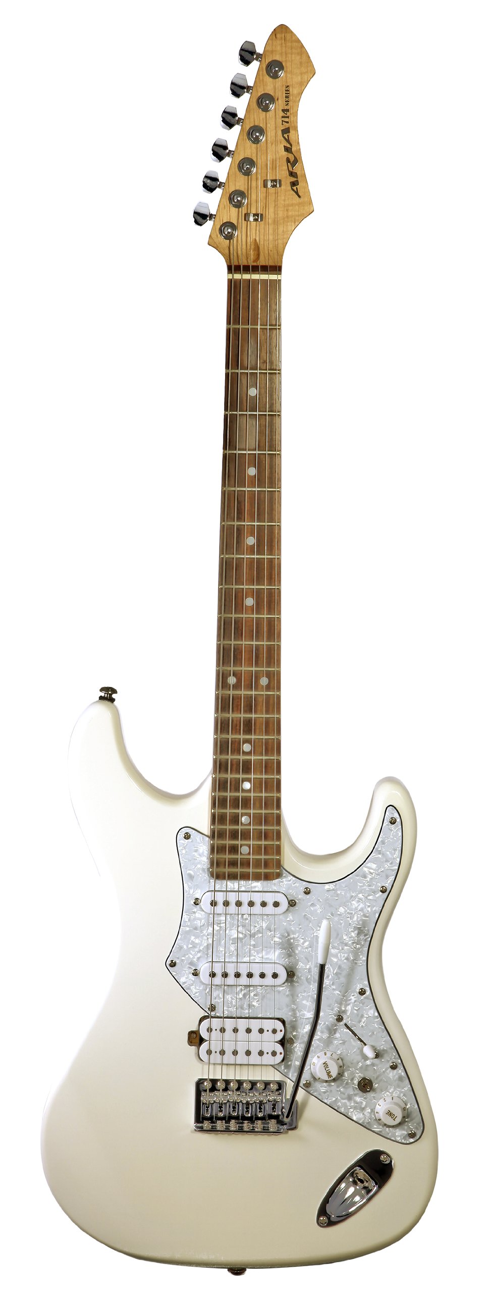 Aria 714 Standard Electric Guitar - Vintage White Finish | Professional Quality for Beginners & Musicians | Perfect for Rock, Blues & Live Performances