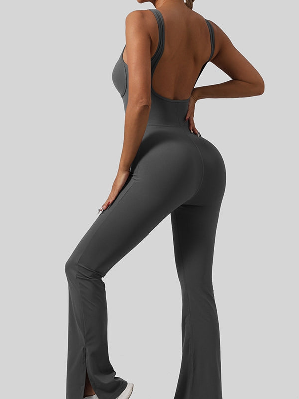 ZASUWA Women's Sexy Cross Neck Backless Flare Leg Jumpsuit - Perfect for Date Night, Parties & Special Occasions