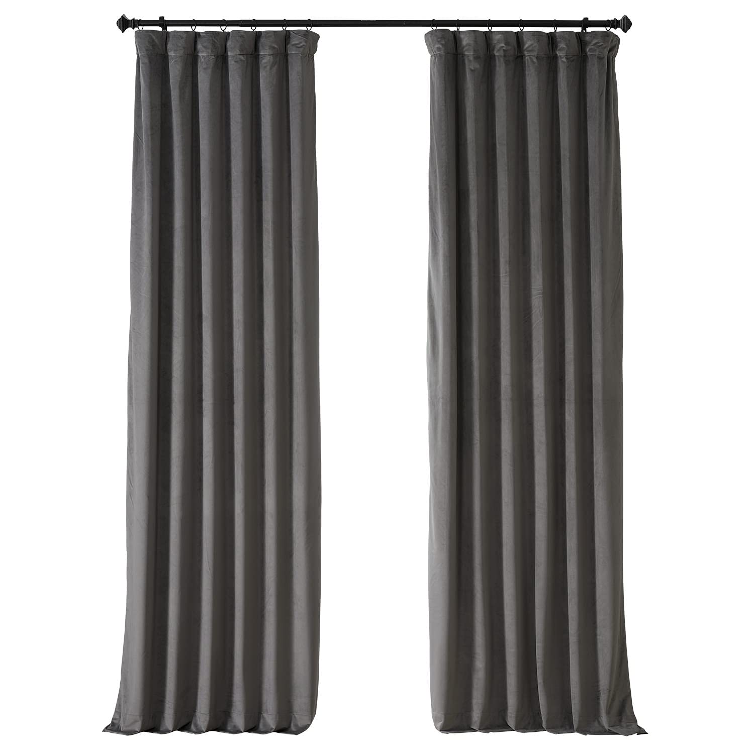 Premium HPD HALF PRICE DRAPES Signature Plush Velvet Blackout Curtains - 50x84 Inch Thermal Insulated Room Darkening Drapes for Bedroom & Living Room (1 Panel, Nightlife Grey) - Perfect for Home Theater, Nursery & Light Sleepers