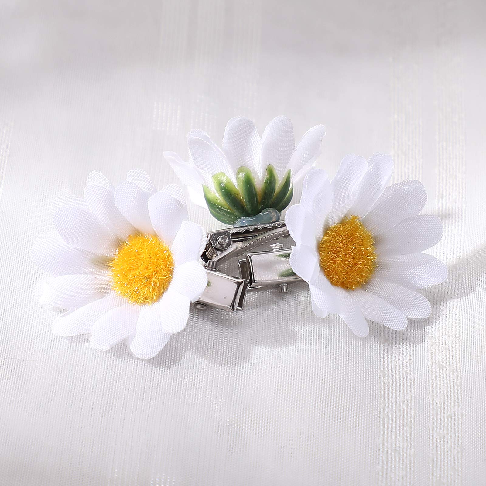 12pcs Daisy Flower Hair Clips - Cute Floral Hair Barrettes & Pins for Women, Girls, Toddlers | Wedding, Party, Everyday Hair Accessories (White)