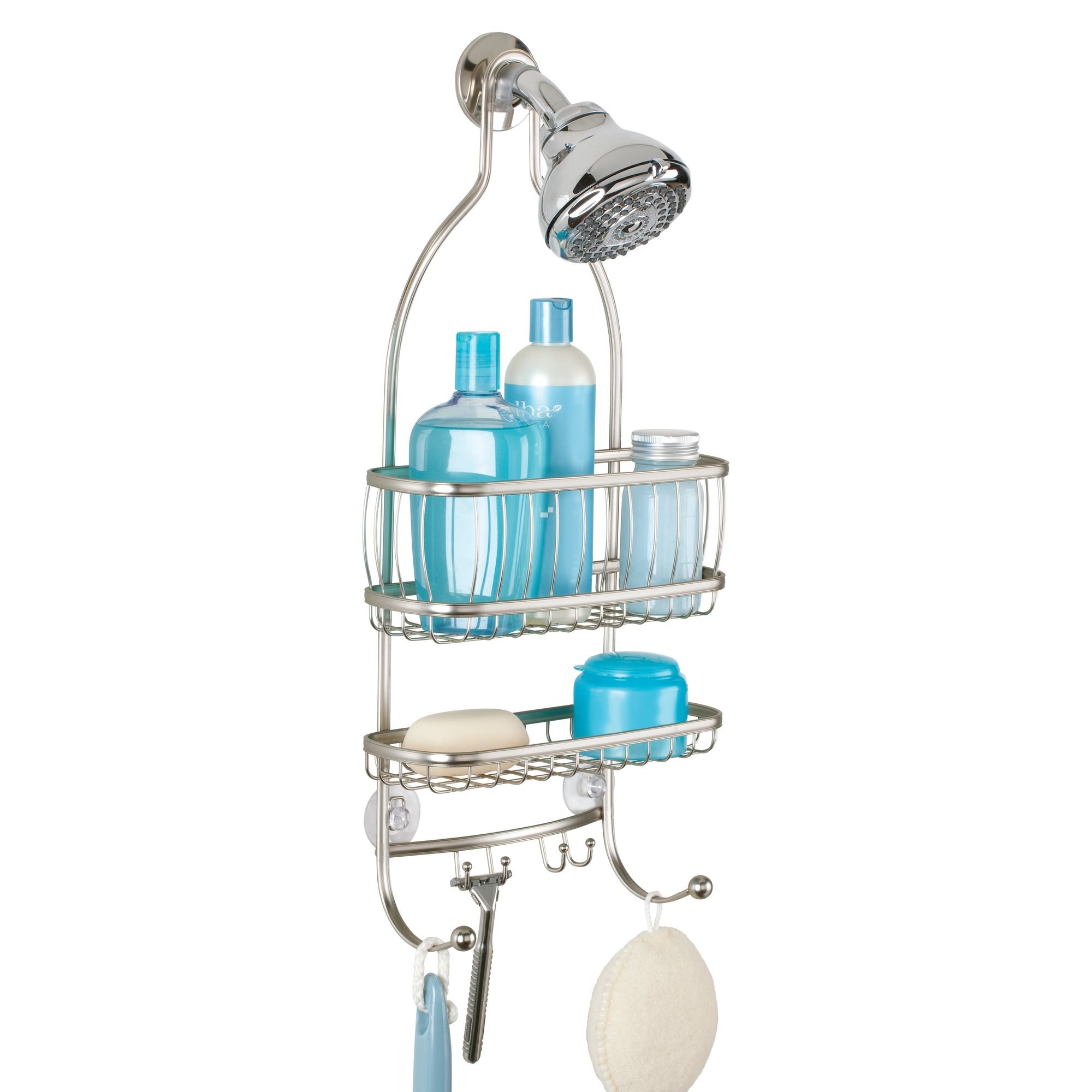 iDesign York Metal Wire Hanging Shower Caddy - Extra Wide Bathroom Organizer for Shampoo, Conditioner, Soap & Razors - 9.75