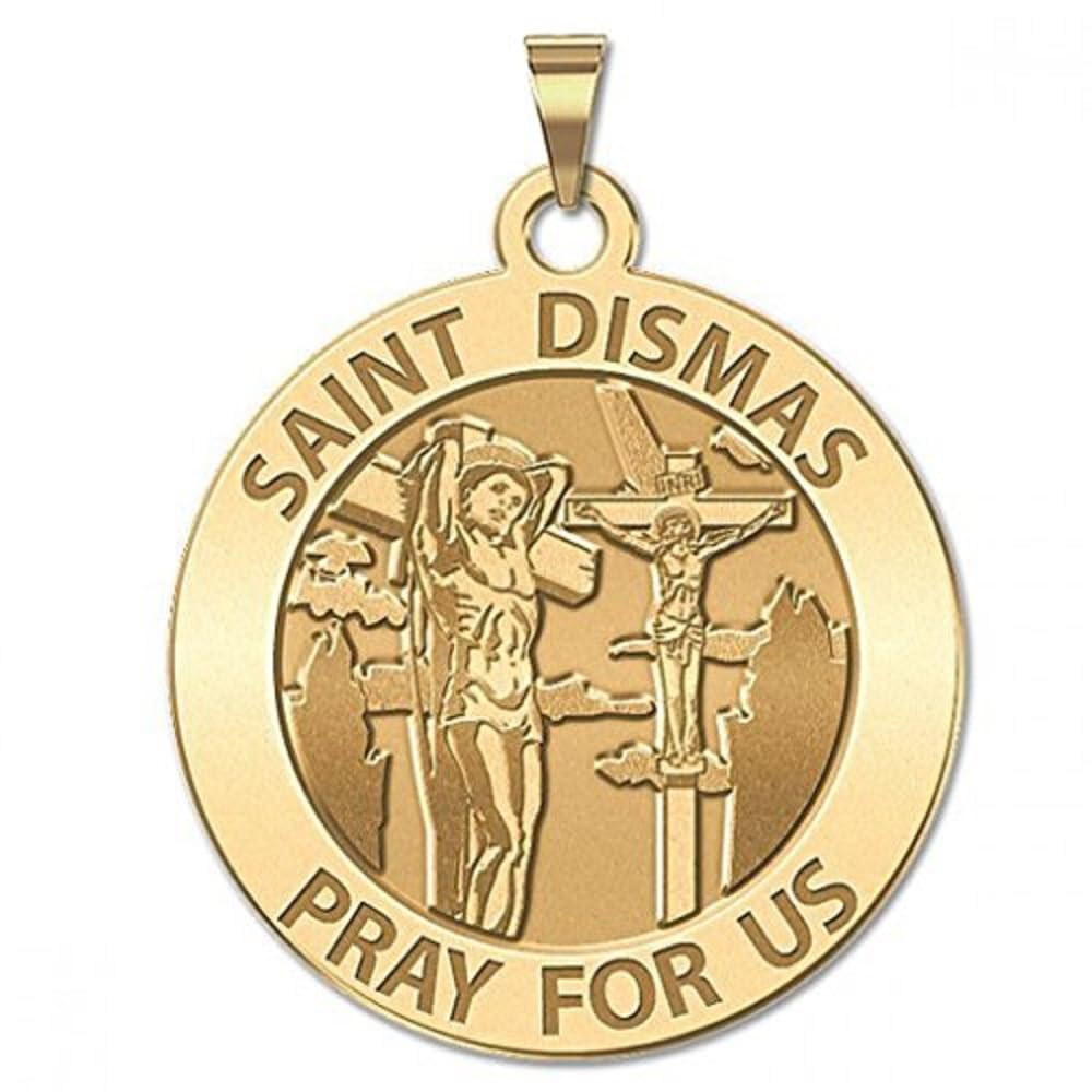 Saint Dismas Religious Medal Pendant - Sterling Silver, 10K & 14K Gold Options - Round Christian Jewelry for Protection - Perfect Gift for Men & Women - Ideal for Baptisms, Confirmations & Daily Faith Inspiration