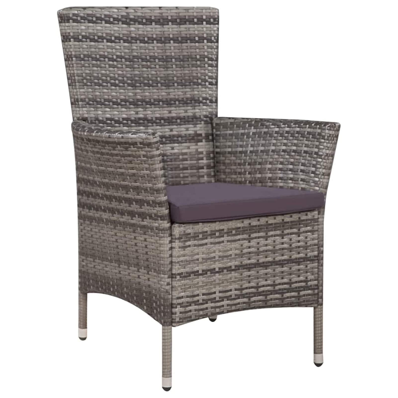 Tidyard Gray Poly Rattan Garden Chair Set with Stool & Cushions - Outdoor Patio Armchair with Footrest for Backyard, Balcony, Poolside Relaxation | Perfect for Lounging, Sunbathing & Entertaining Guests